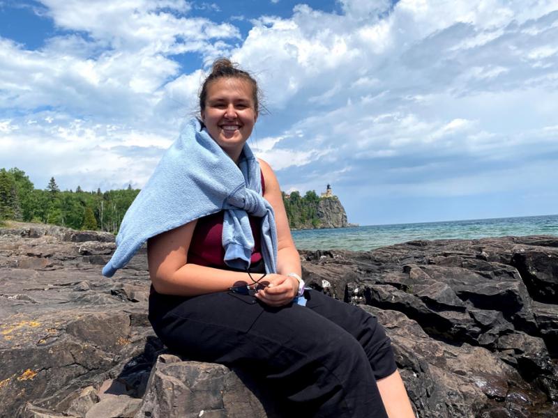 Sophia sits on the shore of Lake Superior