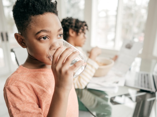 Child drinks water