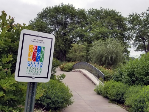 Clean Water, Land, and Legacy sign at park