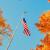 American flag in autumn