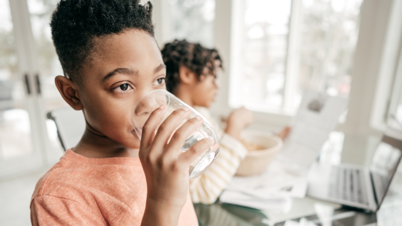 Child drinks water