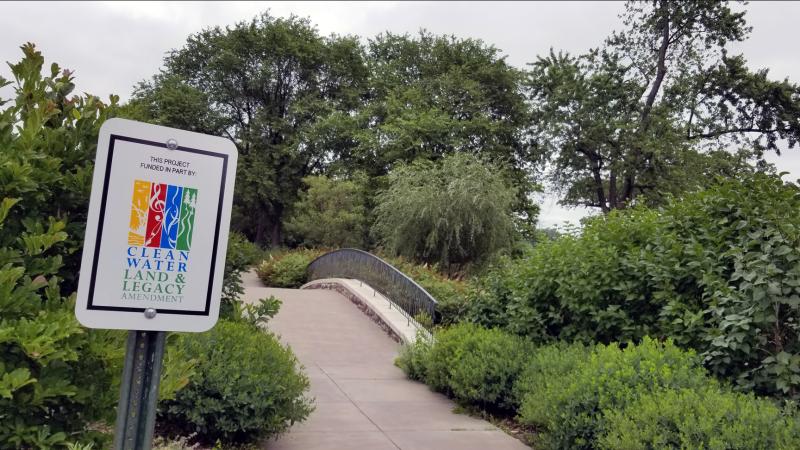Clean Water, Land, and Legacy sign at park