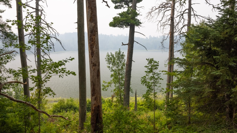 Smoky skies looking out over Lake Itasca 