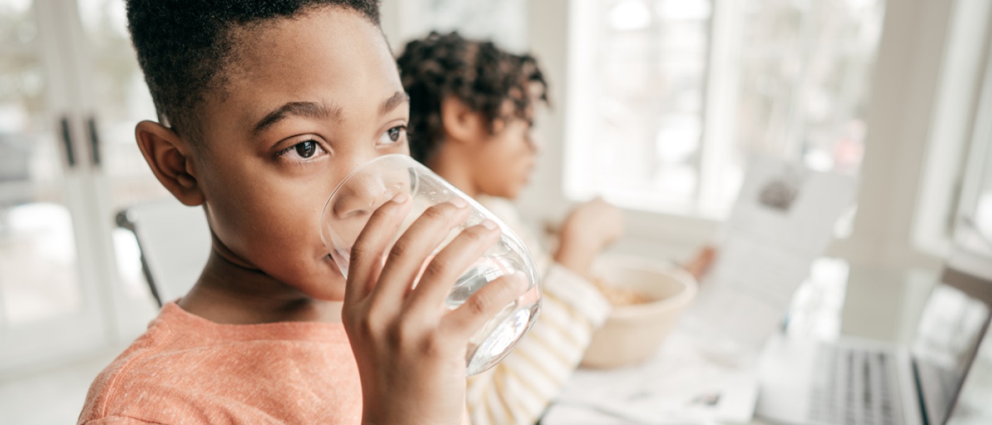 Child drinks water