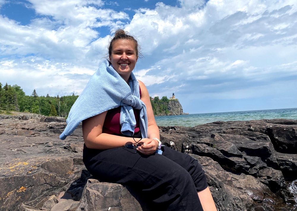 Sophia sits on the shore of Lake Superior