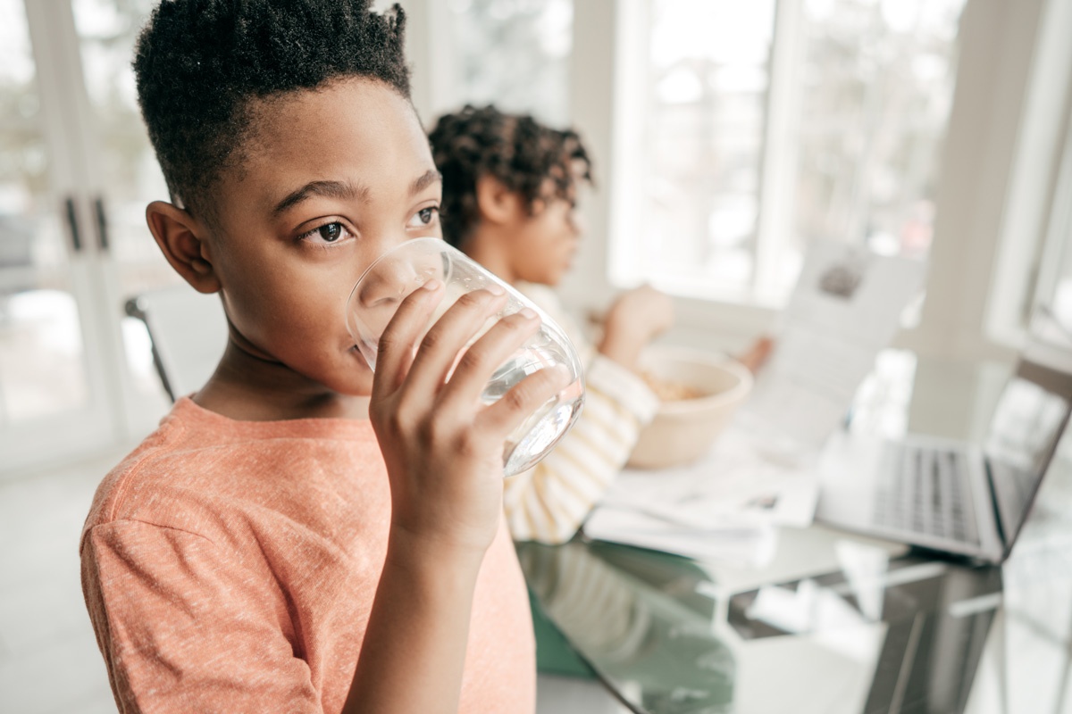 Child drinks water