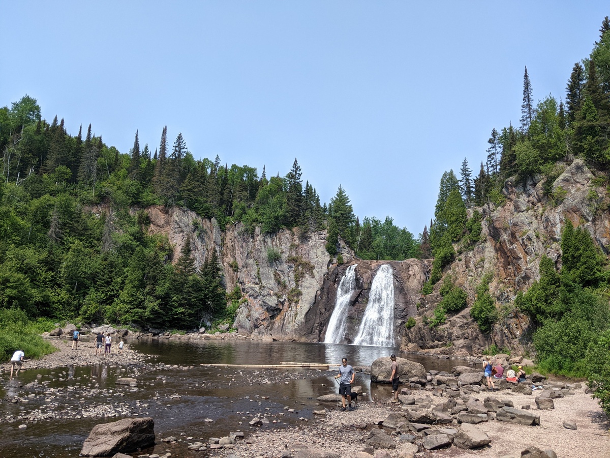 Vistors enjoy the water at Tettegouche State Park