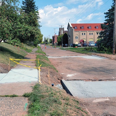 Street view of lead pipe replacement project