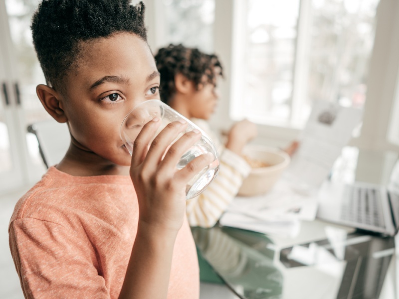 Child drinks water