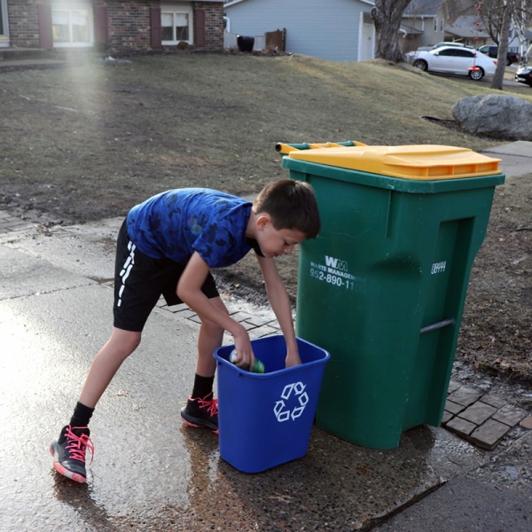 Taking out the recycling 